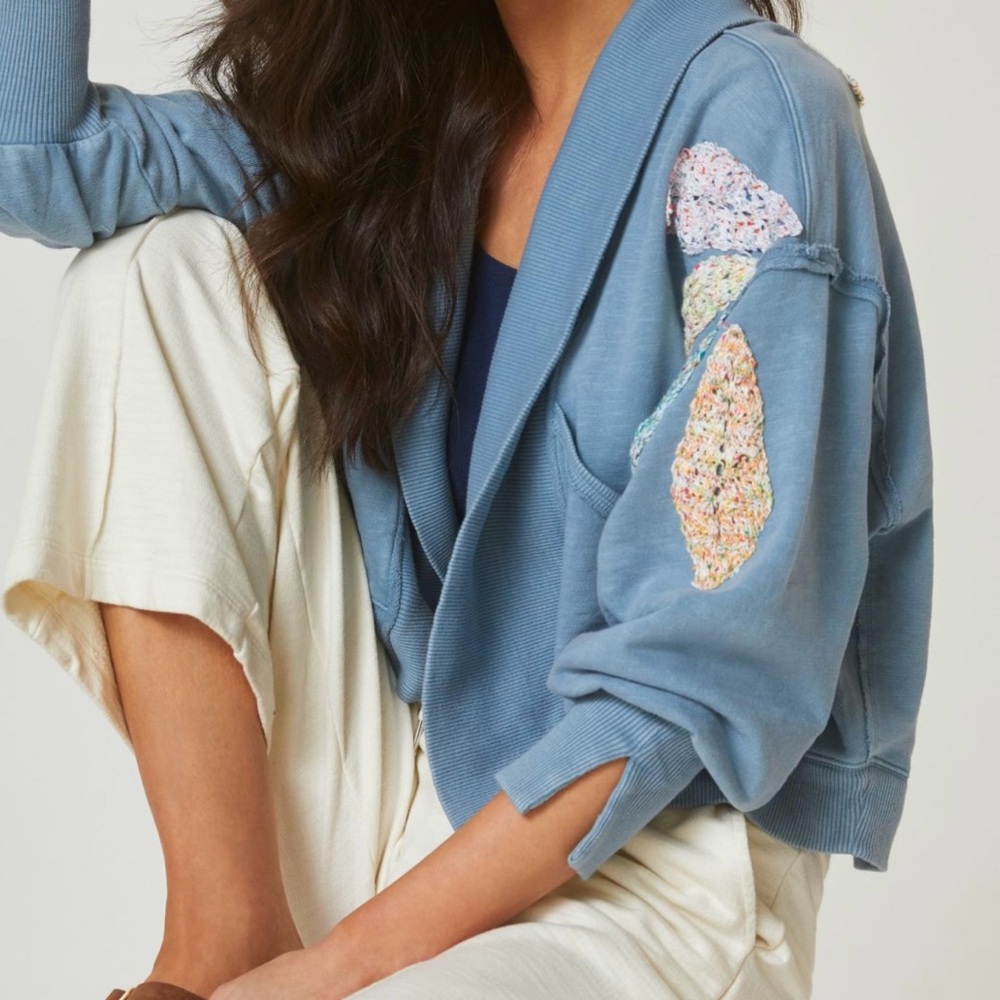 Anthropology, daily practice, brand sweatshirt, material cardigan,knitted detail